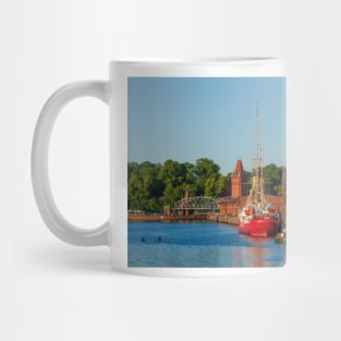 Museum ships on the Untertrave in the evening light, Lübeck, Schleswig-Holstein, Germany, Europe Mug